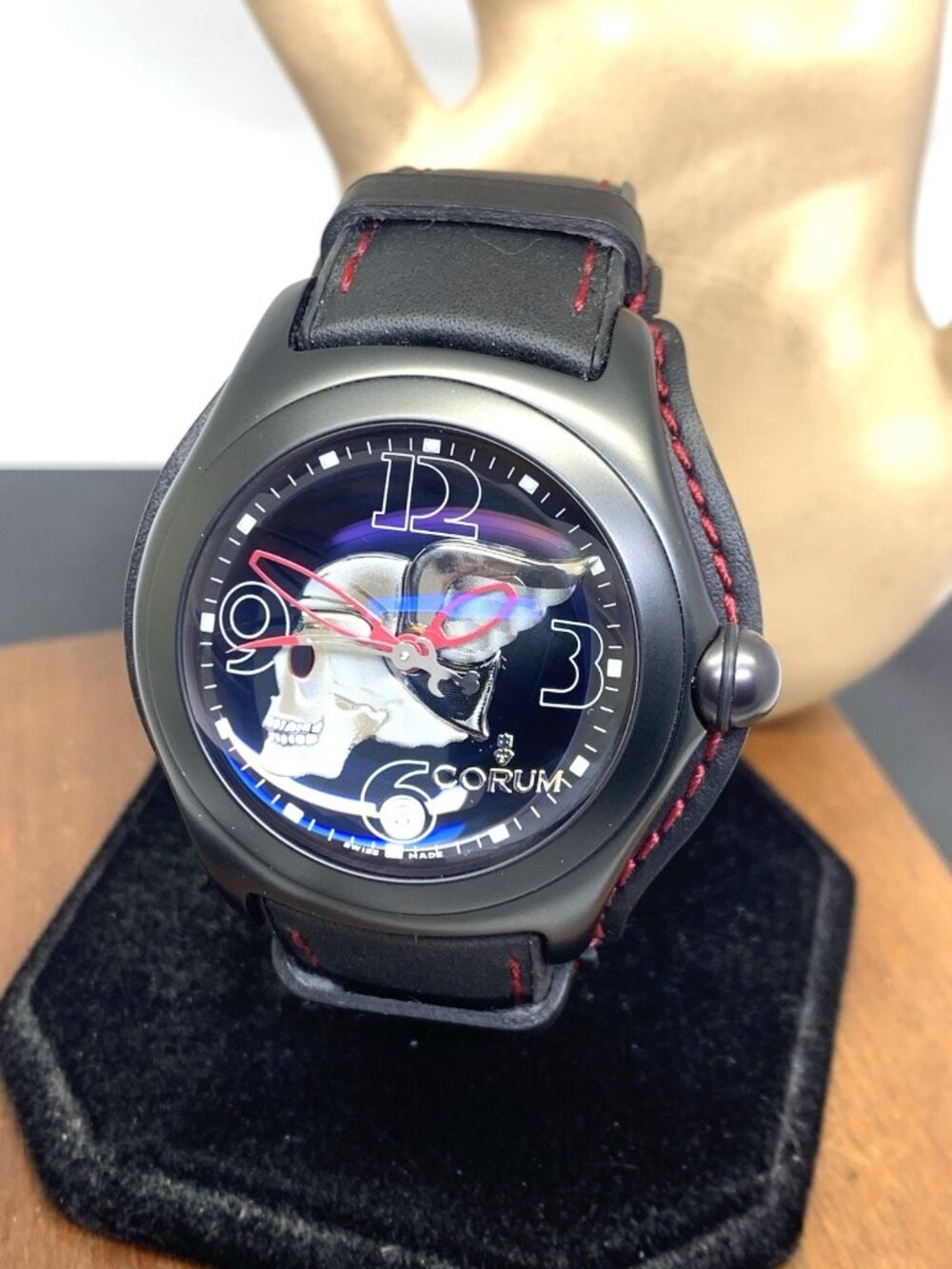 Corum Men's Watch Bubble Night Flyer 082.150.45 Swiss Automatic Black Leather